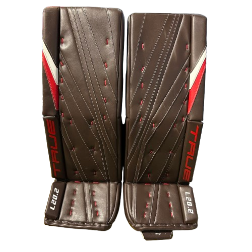 True L20.2 - Jambières de gardien de but Pro Stock d'occasion (marron/blanc/rouge)